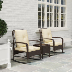 Outsunny Three-Piece Rocking Chair Rattan Bistro Set - Brown