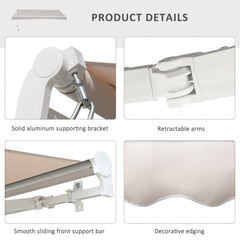 Outsunny 2.95Lx2.5M Retractable Manual/Electric Awning-Cream White/White