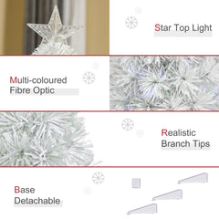 HOMCOM 2.5FT Prelit Artificial Tabletop Christmas Tree with Fibre Optics Holiday Home Xmas Decoration for Table and Desk, White