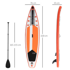 Outsunny 10'6" x 30" x 6" Inflatable Stand Up Paddle Board, Non-Slip Deck Board with Adj Paddle, ISUP Accessories and Carry Bag, for Youth Adults Beginner, White