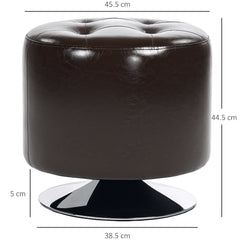 HOMCOM 360√Ç¬∞ Swivel Foot Stool Round PU Footstool with Thick Sponge Padding and Solid Steel Base, Brown