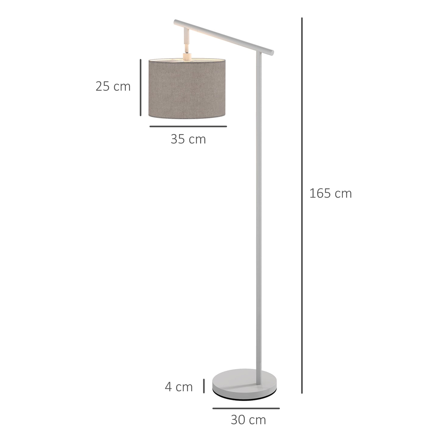 HOMCOM Metal Frame Floor Lamp with 350√Ç¬∞ Rotating Lampshade, for Living Room and Bedroom, LED Bulb Included, Grey