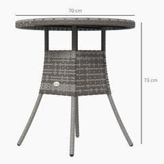 Outsunny 70cm Four-Person Wood-Effect Rattan Table - Grey