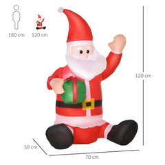 HOMCOM 4ft Inflatable Christmas Santa Claus Gift with LED Xmas D√É¬©cor Holiday Outdoor Yard Decoration