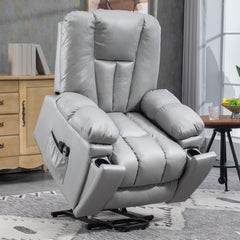 HOMCOM Leathaire Eight Massage Point Armchair, with Reclining Back - Charcoal Grey