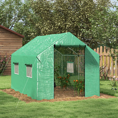 Outsunny Polyethylene Walk-in Polytunnel Greenhouse, 2 x 3(m), Green