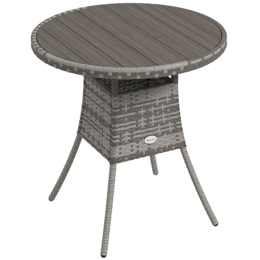 Outsunny 70cm Four-Person Wood-Effect Rattan Table - Grey