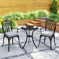 Outsunny Three-Piece Cast Aluminium Bistro Set - Black