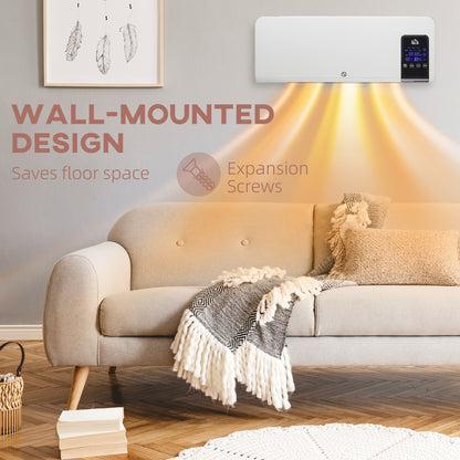 HOMCOM 2kW Wall-Mounted Heater, 18-45√Ç¬∞C Temperature - White