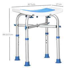 HOMCOM 44-51.5cm Aluminium Frame Shower/Bath Stool - Blue