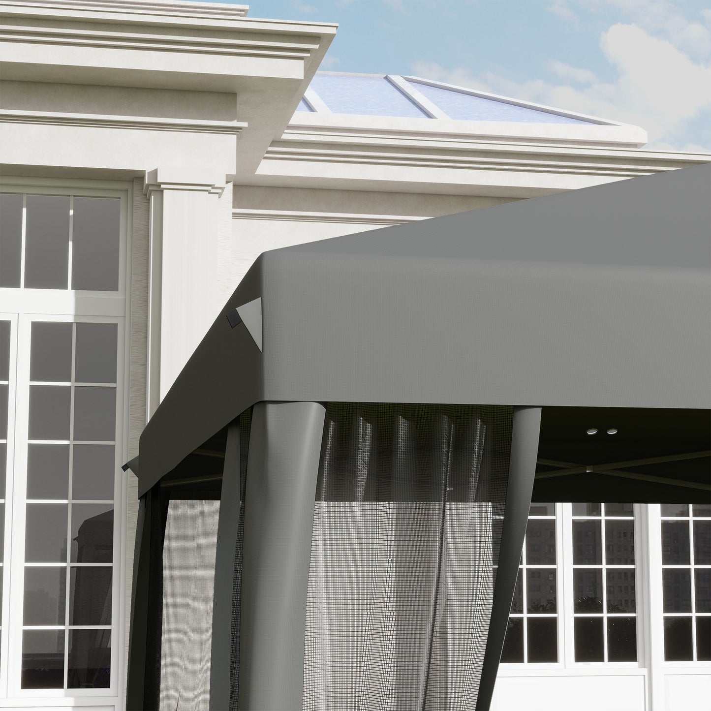 Outsunny 3 x 3√Ç m Pop Up Gazebo, 420D Garden Tent Canopy with Removable Mesh Sidewall Netting, Carry Bag for Garden Patio Outdoor, Light Grey