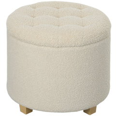 HOMCOM 31.8L Teddy Fleece Storage Ottoman - Cream White