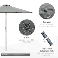 Outsunny 2.8m Garden Parasol Umbrella, Round Outdoor Market Table Umbrella Sun Shade Canopy, Dark Grey