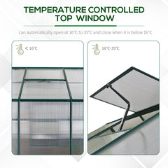 Outsunny 6x6 FT Polycarbonate Greenhouse with Base and Raised Bed, Walk-in Greenhouse with Aluminium Frame, Temperature Controlled Window, Foundation for Plants, Flowers, Vegetable