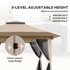 Outsunny 3.6 x 3.6m Pop-Up Gazebo, with Accessories - Beige