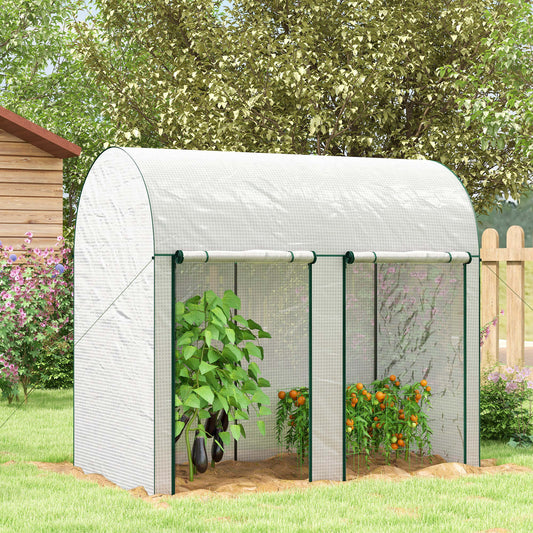 Outsunny 200 x 100cm Walk-In Greenhouse, with Zipped Doors - White