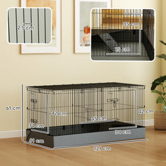 PawHut 2 in 1 Guinea Pig Cage, Rabbit Cage Pet Playpen with 2 Separate Area, Waterproof Oxford Fabric Floor for Hedgehogs