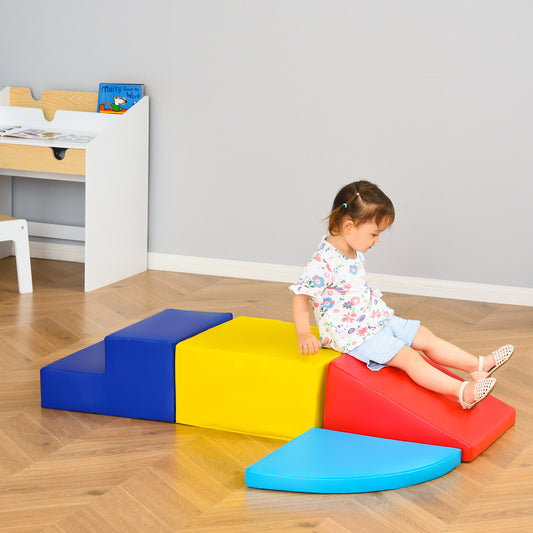 ألعاب تعليمية ملونة للأطفال الصغار مكونة من 4 قطع من HOMCOM Soft Play لتسلق وزحف السلالم والمنحدرات للأطفال الصغار في سن ما قبل المدرسة