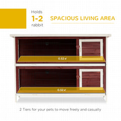 PawHut Rabbit Hutch Outdoor 2-Tier Guinea Pig Cage Bunny House Cage with No-Leak Trays for Indoor and Outdoor 136 x 50 x 93cm