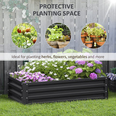 Outsunny Raised Beds for Garden, Galvanized Outdoor Planters, for Herbs and Vegetables, Use for Patio, Backyard, Balcony, Grey