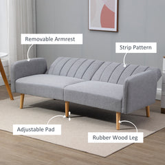 HOMCOM Three-Seater Sofa Bed, with Split Back - Light Grey