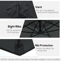 Outsunny 2.45m Overhanging Cantilever Parasol, with Cross Base - Black