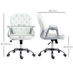 Vinsetto Office Chair Ergonomic 360√Ç¬∞ Swivel PU Diamante Padded Base 5 Castor Wheels for Home Work White