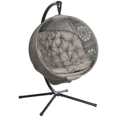 Outsunny Round Egg Basket Chair, with Steel Stand, Sand