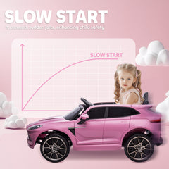 AIYAPLAY Aston Martin DBX Licensed Battery Powered Kids Electric Car, 12V Kids Ride on Car w/ Lights, Music Horn, Pink