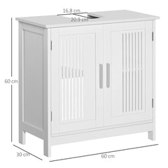 kleankin Modern Under Sink Cabinet with 2 Doors, Bathroom Vanity Unit, Pedestal Under Sink Design, Storage Cupboard with Adjustable Shelves, White