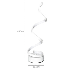 HOMCOM Set of 2 Modern Wave-Shaped LED Table Lamp with Round Metal Base for Living Room, Bedroom, White