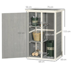 Outsunny Wooden Small Shed, Garden Storage Shed with Shelves and Bolt Latch, 75L x 56W x115H cm, Grey