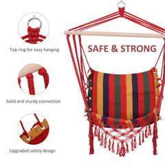 Outsunny Hammock Chair Swing Colourful Striped Tree Hanging Seat Porch Indoor Outdoor Fabric Garden Furniture