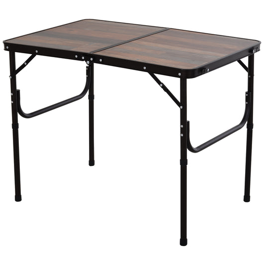Outsunny 3ft Folding Camping Table Height Adjustable Aluminium Outdoor Garden Party Picnic BBQ Trestle Table Field Kitchen