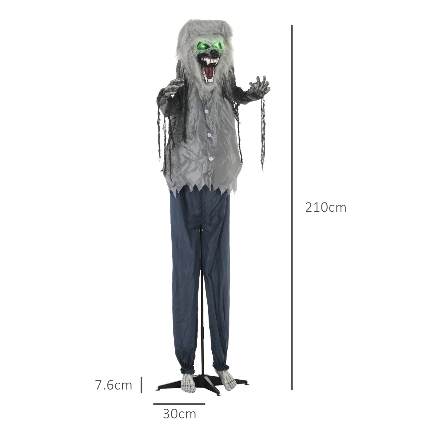 HOMCOM 6'8" Skeleton Werewolf Animatronic Halloween، مع عيون متوهجة