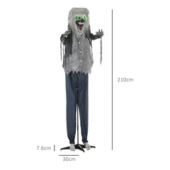 HOMCOM 6'8" Skeleton Werewolf Halloween Animatronic, with Glowing Eyes