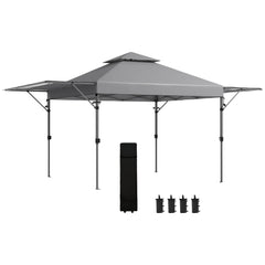 Outsunny 3 x 3m Height Adjustable Pop-Up Gazebo, with Accessories - Grey