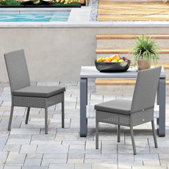 Outsunny Set of Two Armless Rattan Garden Chairs - Dark Grey