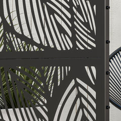 Outsunny Metal Decorative Privacy Screen Outdoor Divider, Black Leaf