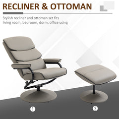 HOMCOM Recliner Chair with Ottoman 360√Ç¬∞ Swivel Faux Leather High Back Armchair w/ Footrest Stool for Home Office