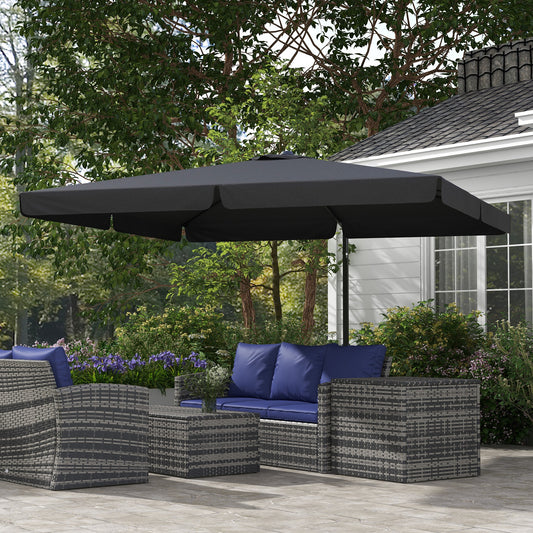 Outsunny 3m Cantilever Parasol, with Four-Position Canopy - Grey