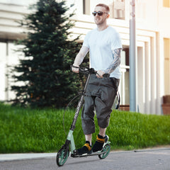 HOMCOM One-click Folding Kick Scooter for 14+ w/ Adjustable Handlebar, Push Scooter with Kickstand, Dual Brake System, Shock Absorber, 200mm Wheels & ABEC-9 Bearings