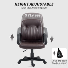 HOMCOM Swivel Executive Chair PU Leather Computer Desk Chair, Dark Brown