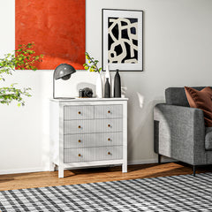 HOMCOM Elegant Chest of Five Drawers - White