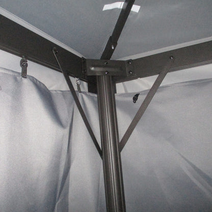 Outsunny 3 x 4m Aluminium Garden√Ç Gazebo, Marquee Canopy Shelter Pavilion Party Tent with Nets and Curtains for Garden and Deck, Dark Grey