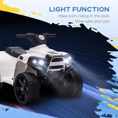 HOMCOM 6V Kids Electric Ride on Car, All Terrain Vehicle Toy, Quad Bike With Headlights, Horn, for Toddlers 18-36 Months White