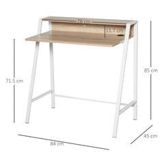 HOMCOM Writing Desk Computer Table Home Office PC Laptop Workstation Storage Shelf 84L x 45W cm White and Oak