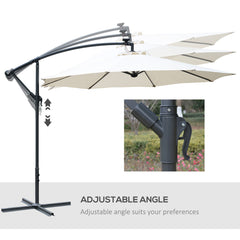 Outsunny Umbrella Parasol W/Solar Powered LED strips, â2.95x2.45H m-Cream