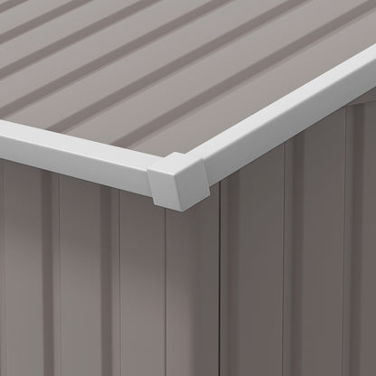 Outsunny 13 x 11ft Large Garden Shed, Mental Garden Storage Shed with Foundation Kit Ventilation & Doors, Light Grey