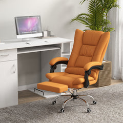 Vinsetto High Back Vibration Massage Office Chair, Heated Reclining PU Leather Computer Chair with 135√Ç¬∞ Reclining Back and Footrest, Light Brown